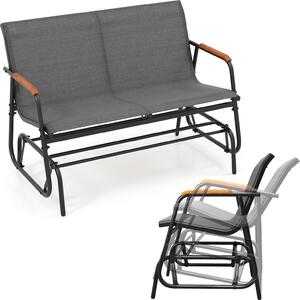 Panchina da giardino KOMFOTTEU a 2 posti, panca a dondolo in tessuto con braccioli ricurvi, portante fino a 300 kg, panca da terrazza per giardino e balcone (74 x 115 x 84 cm)