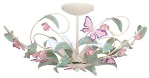 Plafoniera giocosa in bianco rosa floreale 5x E14 fino a 60 watt 230V in metallo, per cucina sala da pranzo lampade lampada illuminazione interna