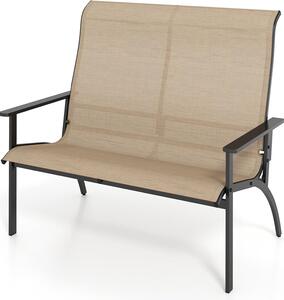 Panchina da giardino KOMFOTTEU per esterni, a 2 posti, modello Adirondack in Textilene con una portata di 400 kg, con schienale alto e braccioli, per terrazza o balcone, 81 x 120 x 106 cm