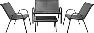 KOMFOTTEU set da balcone 4 pezzi, set di mobili da giardino per 4 persone, set da giardino con 2 sedie & 1 panca & 1 tavolino, set di mobili da patio set di sedute per balcone, cortile (grigio)