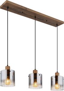 Lampada a sospensione, legno, vetro colore fumo, L 100 cm