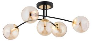 Lampada da soffitto LATINA nero-oro-ambra 5xE14x10W in vetro, dimensioni: 23x35x78 cm, IP20, Alfa