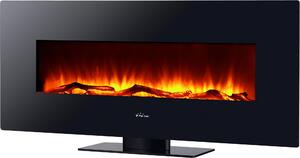 Caminetto elettrico panoramico in vetro temperato nero