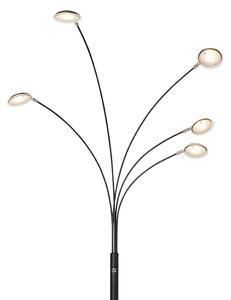 Lampada da terra di design nera con LED 5 luci - Trento anni Sessanta