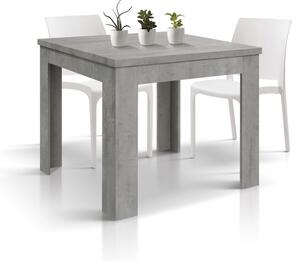Tavolo quadrato moderno allungabile a libro grigio cemento 90x90x77