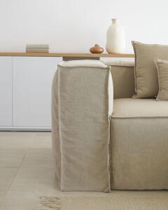 Divano sfoderabile Blok 2 posti con chaise longue destra di lino beige