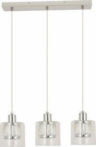 Lampada a sospensione con barra cromata, 3 paralumi in vetro, Elmo 3xE14 40W REA338833-06 Reality