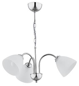 Lampada a sospensione TORA cromata bianca 3xE27x15W in metallo, dimensioni: 55x48x48 cm, IP20, Alfa