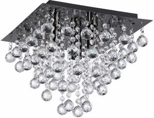 Lampada da soffitto quadrata nera in stile glamour con cristalli, 3 punti luce, Lancaster Crystal, 3xE14, 40W, REA627803-29, Reality