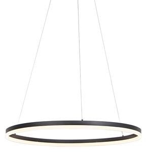 Lampada a sospensione ad anello di design nera 80cm con LED e dimmer - Anello