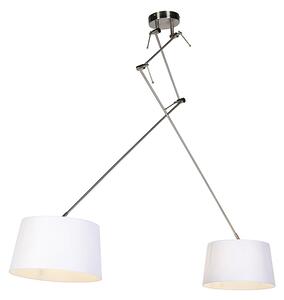 Lampada a sospensione con paralumi in lino bianco 35 cm - BLITZ II Staal