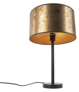 Lampada da tavolo nera paralume bronzo antico 35 cm - SIMPLO