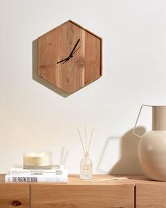 Orologio esagonale da parete Zakie legno massiccio di acacia finitura naturale 35,5x40,5cm