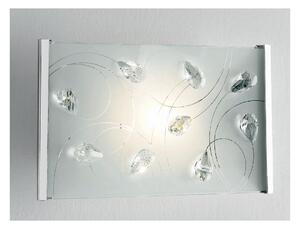 PETALI APPLIQUE RETTANGOLARE 3 MISURE IN VETRO CON PARTICOLARI IN CRISTALLO LAMPADINE ATTACCO E27