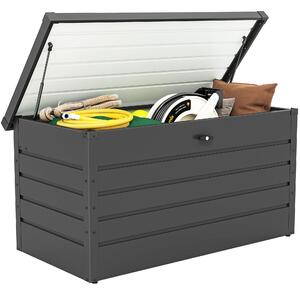 Outsunny Panca Baule Contenitore da Giardino con Chiave, Cassapanca Moderna in Acciaio, Grigio, 120x62x62cm