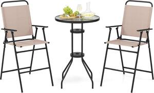 Set da bistrot KOMFOTTEU per il giardino con (ombrellone), tavolo con foro per ombrellone e 2 sedie pieghevoli, tavolo e sedie da giardino, (senza ombrellone)