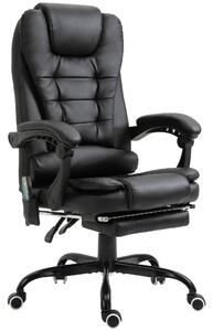 Vinsetto Poltrona da Ufficio con 7Punti Massaggianti e Poggiapiedi, ergonomica e regolabile, in PU e Acciaio, 67x67x111-121cm, Nero | Aosom Italy