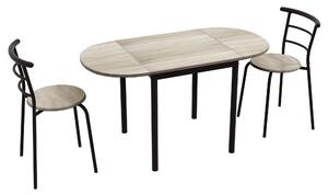 HOMCOM Set Tavolo e Sedie 3pz con 2 Sedie e Tavolo Ovale in MDF e Acciaio per Piccoli Spazi Color Legno Ideale per Cucine e Soggiorni|Aosom Italy