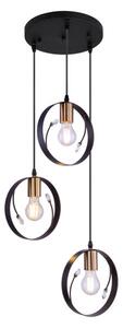 Globo Lighting lampada a sospensione in metallo nero, metallo nero, cristalli di plastica trasparenti, cavo PVC nero, altezza accorciabile, ø: 390mm, H: 1500mm, escl. 3x E27 60W 230V