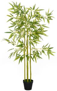 Outsunny Bambù in Vaso Artificiale, Pianta Finta Decorazione per Interno ed Esterno, Altezza 120cm, Verde