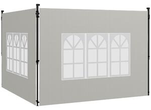 Outsunny Set 2 Pareti Laterali per Gazebo 3x3 m e 3x6m con Finestre, in PE e Plastica, 293x193 cm, Bianco|Aosom