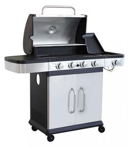 Barbecue a gas Inox 4 fuochi + 1 in Acciaio cm 133x57x112 - ANGUS