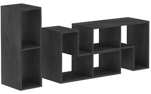 HOMCOM Mobile TV 75" max Modulabile con 2 Ripiani a L e Mensola Rettangolare, in Legno, 134-180x30.5x44 cm, Nero