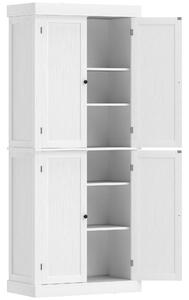 HOMCOM Mobile Cucina Alto con 6 Ripiani Regolabili e 2 Ante in Legno, 76x40.5x184 cm, Bianco