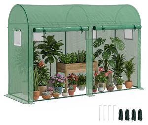 Outsunny Serra a Tunnel da Giardino con 2 Porte Avvolgibili e 4 Finestre, Copertura in PE Struttura in Acciaio, 3x1x2m, Verde | Aosom Italy