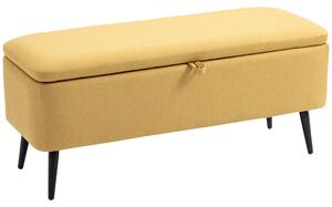 HOMCOM Panca Fondo Letto con Spazio Contenitore e Rivestimento in Poliestere Giallo, 101x38.5x44.5 cm | Aosom Italy
