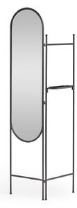 Paravento Vaniria in metallo nero con specchio 82 x 183 cm
