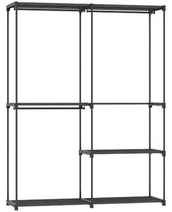 HOMCOM Armadio Guardaroba con 2 Aste e 4 Ripiani, in Tessuto non Tessuto, Plastica e Acciaio, 142x43x185 cm, Nero | Aosom Italy