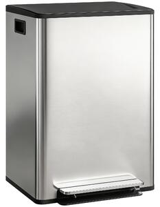 HOMCOM Pattumiera a Pedale con 2 Scomparti da 30L, Coperchio Ammortizzato e Secchi Rimovibili, Acciaio Inox, Argento | Aosom Italy