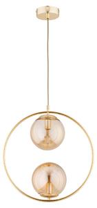 Lampada a sospensione ADINO oro-ambra 2xE14x10W in metallo, dimensioni: 85x15x38,5 cm, IP20, Alfa