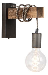 Applique industriale nera con legno incl lampadina smart E27 G95 - GALLOW
