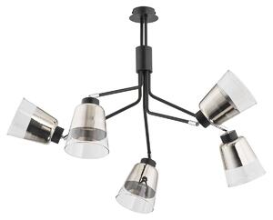 Lampada a sospensione con bracci lineari KAPITOL nera 5xE27x15W in metallo, dimensioni: 59x59x59 cm, IP20, Alfa