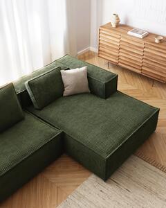 Divano Blok 3 posti chaise longue destra in velluto a coste spesse verde 300 cm