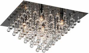 Lampada da soffitto quadrata nera in stile glamour con cristalli, 7 punti luce, Lancaster Crystal, 7xE14, 40W, REA627807-29, Reality