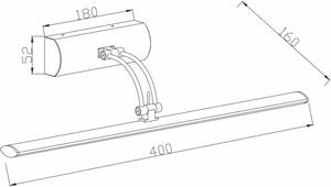 Applique LED Picture Light cromata 4W, bianco caldo, 320 lm, metallo, dimensioni: 16x40x16 cm, IP20, Reality