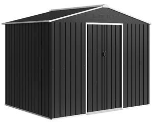 Outsunny Casetta da Giardino con Prese d'Aria e Doppia Porta Scorrevole, Capanno Porta Attrezzi in Acciaio, 2.3x1.7 m, Grigio Scuro | Aosom Italy