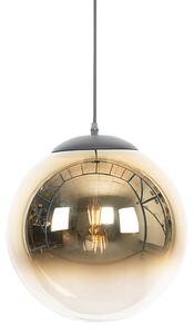 Lampada a sospensione Art Déco nera con vetro oro 33 cm - Pallon