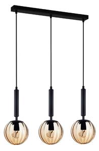 Lampadario Ravena nero e miele 3xE27x40W in vetro, dimensioni: 148x47,5x15 cm, IP20, Italux