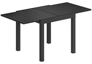 Outsunny Tavolo da Giardino Allungabile per 4-6 Persone con Piano a Doghe, in Alluminio, 80/160x80x75 cm, Nero | Aosom Italy