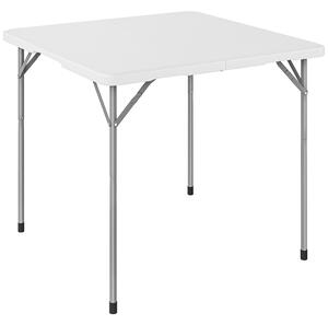 Outsunny Tavolo da Campeggio Tavolino da Esterno Pieghevole 86x86x74 cm Bianco | Aosom Italy