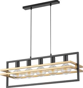 Lampada a sospensione decorativa a soppalco a 5 punti industriale nera e oro Merci 5xE27 15W Sigma Lighting