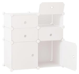 Scaffale per scarpiera con contenitori, armadio in plastica e acciaio, bianco, 75x37x73 cm