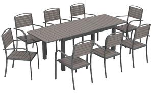 Outsunny Set Pranzo Estensibile Esterni 9 Pezzi, Tavolo Alluminio, 8 Sedie, Grigio | Aosom Italy