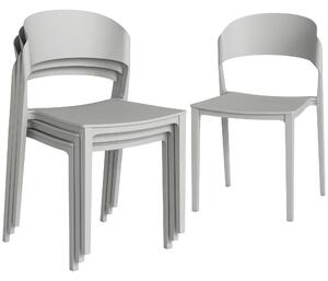Outsunny Set 4 Sedie Giardino Outsunny, Impilabili, Struttura pp Adatte per Tutte le Stagioni | Aosom Italy