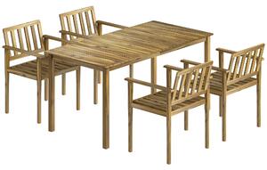 Outsunny Set da Pranzo da Giardino 5 Pezzi, Tavolo e Sedie per 4 Persone, Teak | Aosom Italy