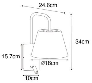 Applique moderno bianco e acciaio con lampada da lettura - Renier